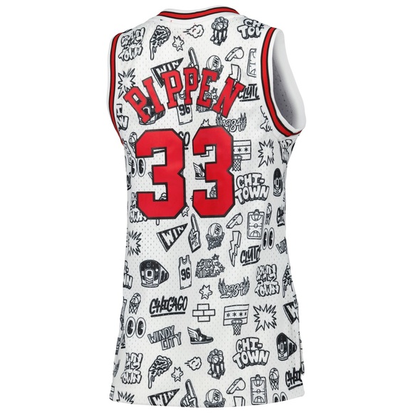 Scottie Pippen Chicago Bulls Women’s 1997 Doodle Swingman Reproaz Jersey – White - Picture 4 of 16